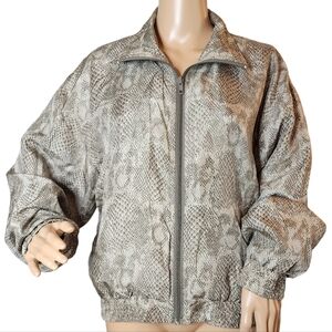 Malcom Flowers Silk snake print Lighweight bomber jacket. Size medium